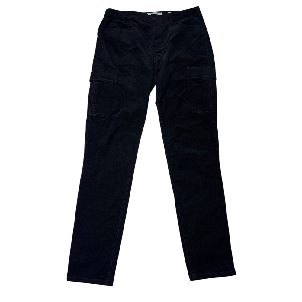 VINCE Black Corduroy Cargo Pants Women Size 30X29 Straight Leg Zip Fly